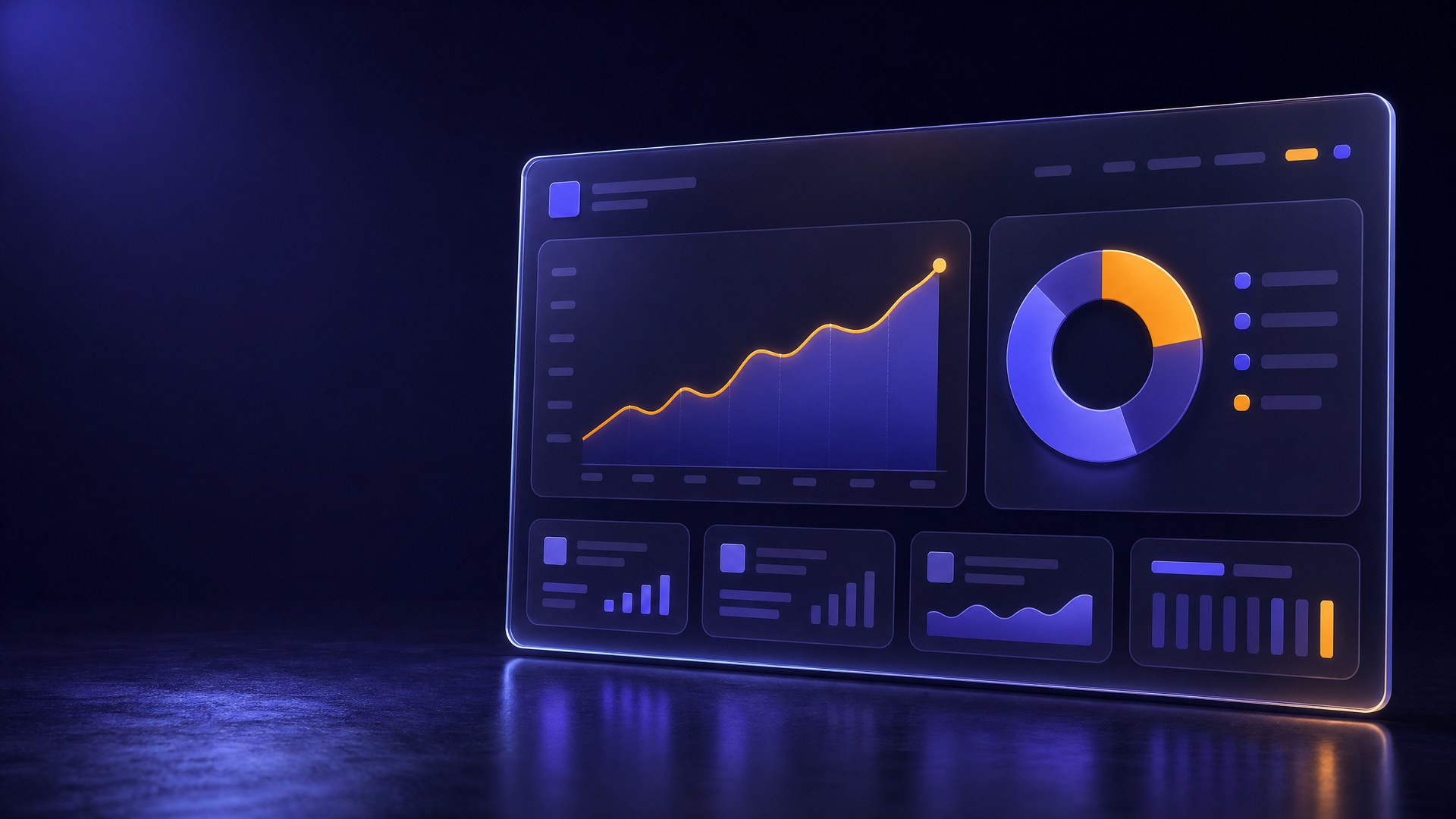 Portfolio dashboard with a growth curve and asset allocation breakdown
